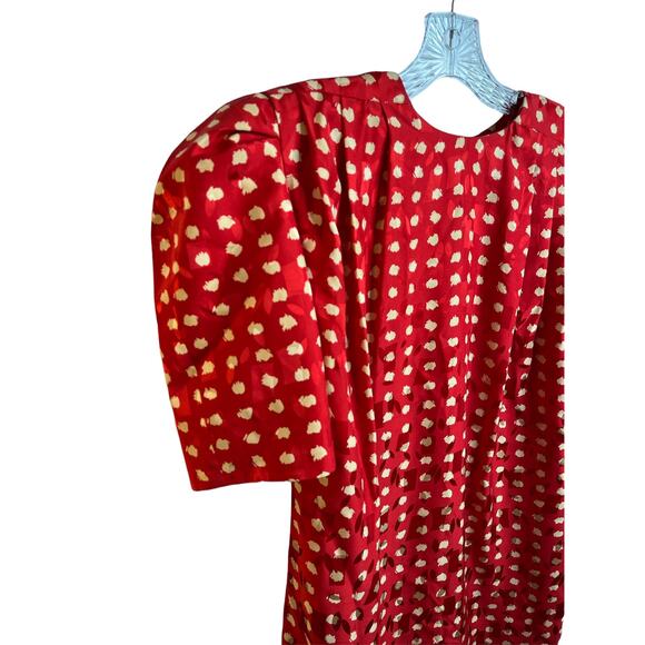 Vintage St. Gillian Silk Dress Size 14 Red Gold - Picture 5 of 10